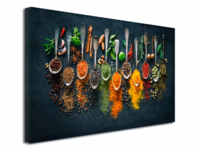 DECLINA, Tableau toile imprimée, Tableau cuisine Les épices impression sur toile, 50×30 cm
