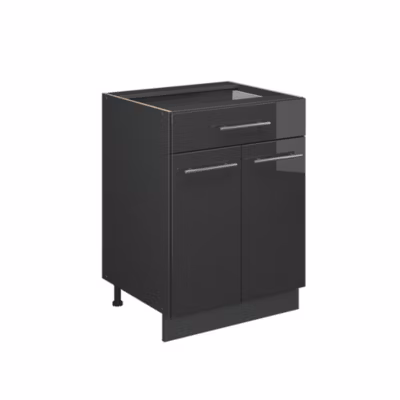 Vicco Meuble cuisine Anthracite Haute brillance 60cm avec tiroir, sans PT