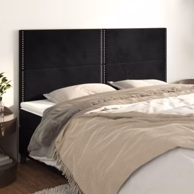 vidaXL Têtes de lit 4 pcs Noir 90x5x78-88 cm Velours3116254