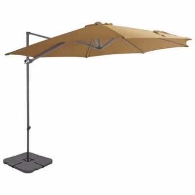 vidaXL Parasol avec base portable Taupe