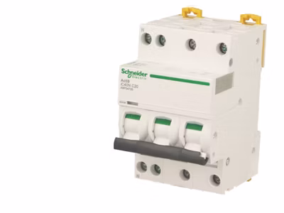 Disjoncteur modulaire tétrapolaire compact Schneider Acti9 iC40N 10A courbe C