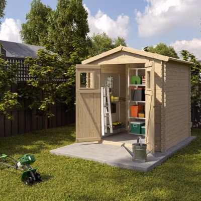 Abri de jardin bois TRIGANO 4 m² avec porte simple et panneaux robustes pour protéger et organiser votre matériel extérieur