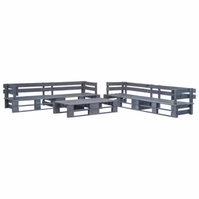 vidaXL Salon de jardin palette 6 pcs Bois Gris