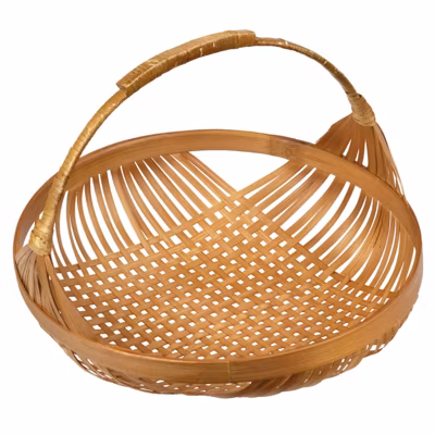 Corbeille – Panier rond D. 35 cm avec tressage en bambou – GIDEON