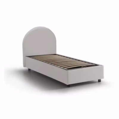 Lit simple Ddurs, Lit coffre avec revêtement en similcuir, Ouverture latérale, adapté pour matelas 80×190 cm, Blanc