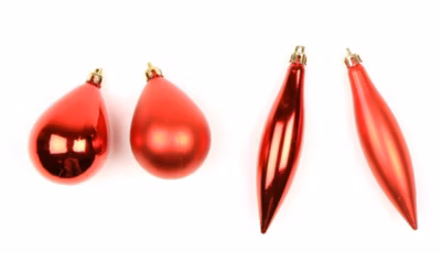 4 boules de sapin de noel olive et glacon rouge