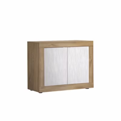 Buffet 2 portes collection ACCESS. Coloris blanc et chene foncé