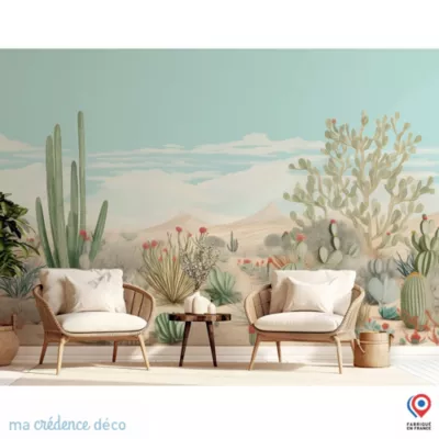 Papier peint Desert et dessin crayon de couleur – Intissé – 200 cm – 280 cm – MaCrédenceDéco