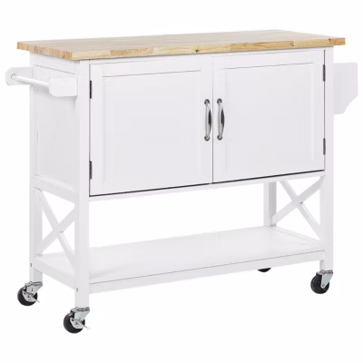 Chariot de cuisine  enbois d&rsquo;ingénierie blanc MELE