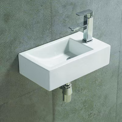 Lave main Rectangulaire Droite – Céramique Blanc – 46×26 cm – Studio