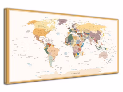 DECLINA, Tableau toile imprimée Vintage, Tableau Map Monde Vintage, 100×50 cm