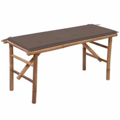 Banc de jardin pliable avec coussin 118 cm Bambou vidaXL