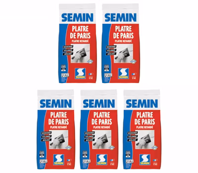 Plâtre de Paris Semin – Moulages, Scellements et Rebouchage – Intérieur – Poudre – Sac de 5 kg (lot de 5)