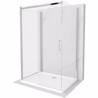 Mexen Omega-3S cabine de douche à 3 parois, coulissante 110×90 cm, transparent, chrome + receveur plat