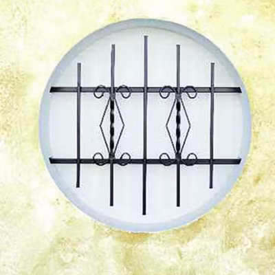 Grille de Defense Rustique diametre 80 cm pour Fenetre ronde (côte tableau)