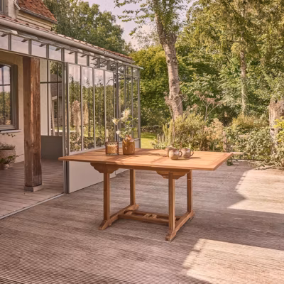 Table de jardin en teck huilé extensible 6/8 places