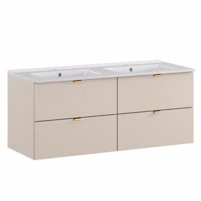 Meuble double vasque encastree 120cm Azel Cachemire
