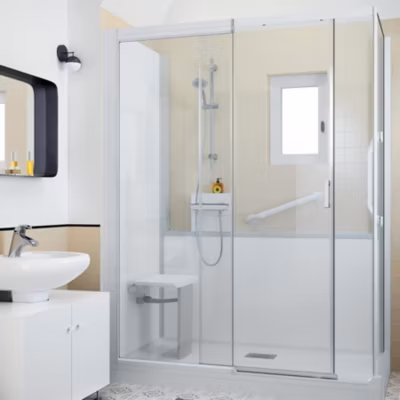 Cabine de douche Kinedo Kinemagic Sérénité 100×70 niche basse coulissante transparent thermostatique