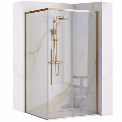 Cabine De Douche Rea Solar 90X90 Gold + Receveur De Douche Savoy White