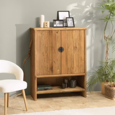Buffet 2 portes 1 niche bois pin recyclé