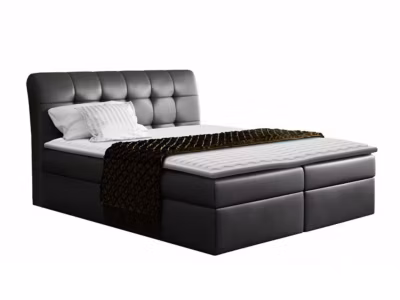 Lit continental Baltimore 110, Double, Noir, Faux cuir, Disponible