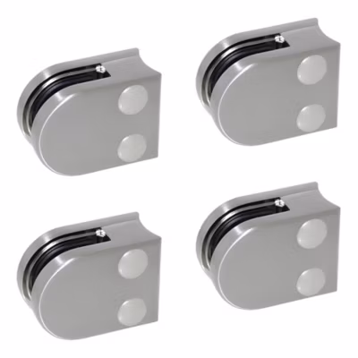4 x Pince à verre pour tube diam. 42,4 modèle 00 – Ep. verre 6 mm – Inox 316 brossé GR320