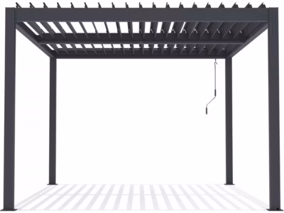 Pergola bioclimatique avec led « Windsor premium » en aluminium 3 x 4  Gris