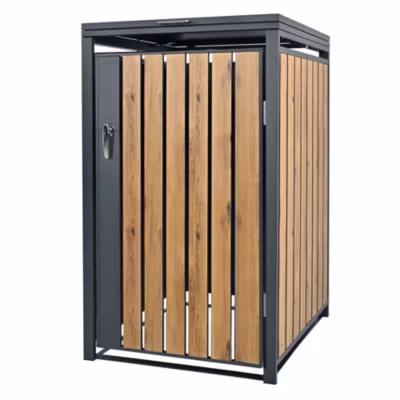 Abri pour 1 poubelle ML-Design 68x80x116,3 cm 240L anthracite/aspect chêne acier couvercle et porte