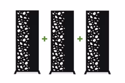 Lot de 3 panneaux décoratifs SUNNY Noir H.160cm motifs côté gauche