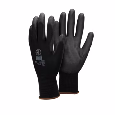 1 Paire de Gants de Travail en PU – Taille 9-L – Couleur Noir – Élastique – Protection Usages Multiples