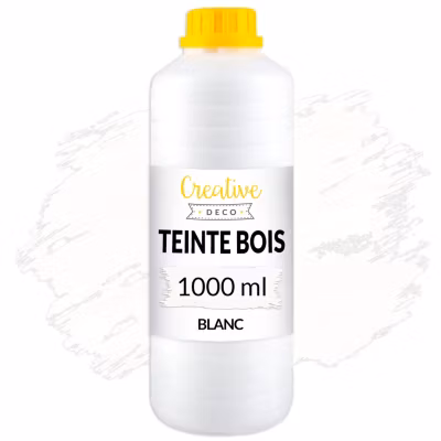 Creative Deco Teinte Bois Blanc 1L – Teinture Bois à Séchage Rapide – Protection de Surface – Vernis Bois Exterieur et Interieur