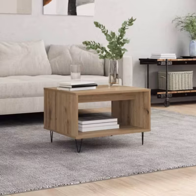 Table basse,Table Salon,Table d&rsquo;appoint chêne artisanal 60 x 50 x 40 cm Bois d&rsquo;ingénierie