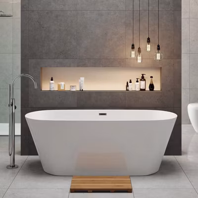 Baignoire îlot design ovale FINDLAY blanche 149 cm