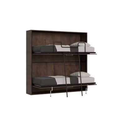 Lit escamotable superposé – Itamoby – Kando – 2 couchages 85 cm – Matelas inclus – Noyer