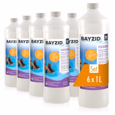 Floculant Liquide Bayzid 6 x 1 L, Traitement Haute Performance Pour Eau De Piscine Claire Et Filtration À Sable