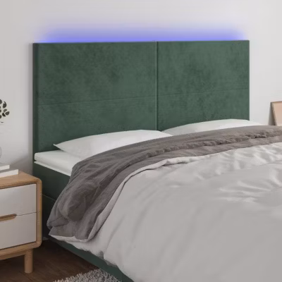 vidaXL Tête de Lit à LED Meuble de Chambre à Coucher Accessoire de Lit Double Tête de Cadre de Lit Intérieur Vert Foncé 3122213
