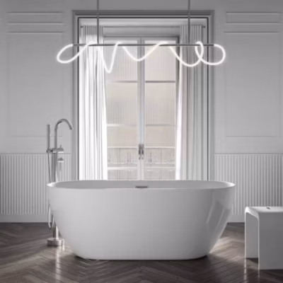 Baignoire îlot Acrylique ovale 180x80x59cm Blanc brillant + Bonde et trop plein – JAZZ PLUS 2.0