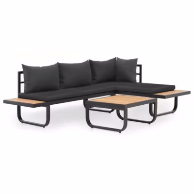 vidaXL Canapé d&rsquo;angle de jardin à 2 places avec coussins Aluminium WPC