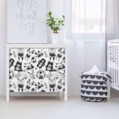 Sticker meuble enfant animaux des bois scandinaves 40 x 60 cm