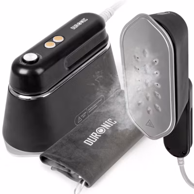 HS90 BK Fer à repasser de voyage 1190W 2 fonctions vapeur Poignée rétractable 180 Réservoir 90 ml Mise en veille 10 min Duronic