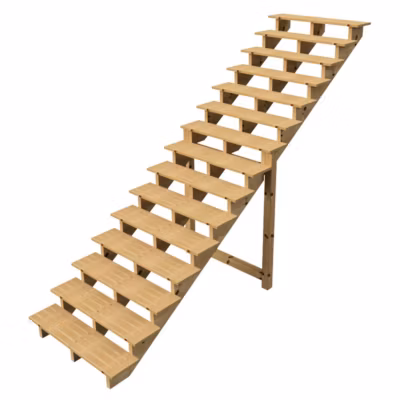BERLIN Escalier extérieur bois 15 marches H 258cm L-120cm