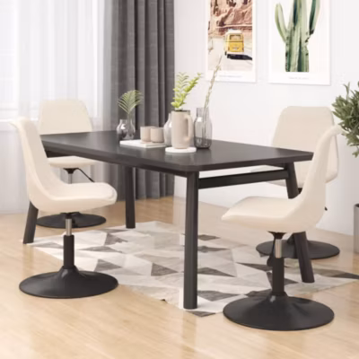Prolenta Premium –  Chaises à manger pivotantes lot de 4 Crème Velours