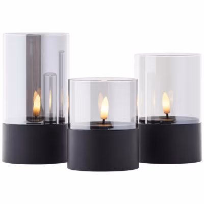 Lampe de table extérieure BOUGIE noir/verre fumé plastique/verre – LED  IP44