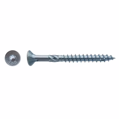 50 Vis pour Construction Bois Tête Fraisante Torx T40 8 x 200 mm – Zingué blanc – D-Work