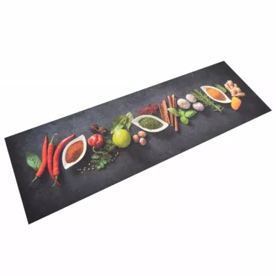 Tapis de cuisine lavable impression d épices 60×180 cm velours