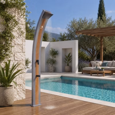 Sined Doccia Ella Grigia Douche Solaire En Aluminium Avec Lavepieds