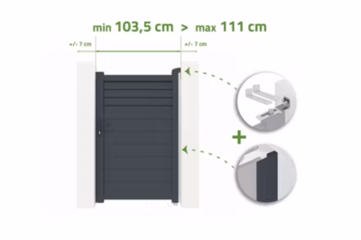 Portillon ajustable en largeur 1m CARPATIA H.180cm alu gris