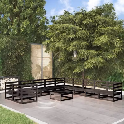 vidaXL Salon de Jardin 11 pcs Meubles de Terrasse Mobilier de Patio Mobilier de Jardin Ensemble de Meubles d&rsquo;Extérieur Bois 307601
