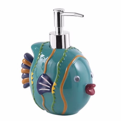 Distributeur De Savon En Résine De Nénuphar Turquoise 490 Ml Avec Pompe En Plastique