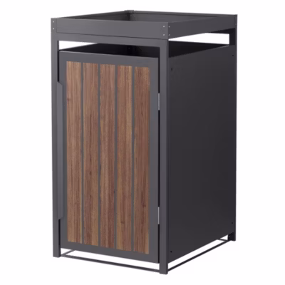 Abri pour 1 poubelle ML-Design 68x80x124 cm 240 L acier aspect bois clair pour plantes avec toite
